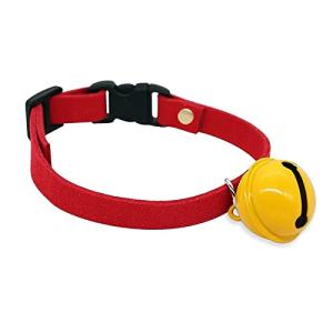 首輪 猫 ねこ 用 首輪 黄色鈴 付き かわいい バックル 式 サイズ 調節  10-20CM スエードペットの首輪 快適でソフト 簡単に識別｜kirelab-net