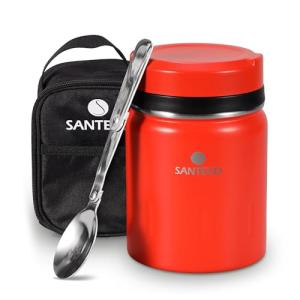 SANTECO 真空断熱 スープジャー 500ml 広口 保温保冷 ランチジャー保温弁当箱 スプーン 専用バッグ付 オシャレ 男女兼用 ピクニッ｜ルミナスエイト ヤフー店