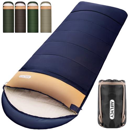 AIFLYCY 寝袋 シュラフ 封筒型 軽量 冬用 夏用足元に二重保温・230T防水オールシーズン ...