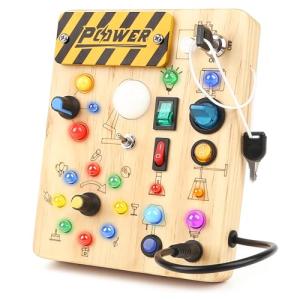Joyreal モンテッソーリ ビジーボード 知育玩具 1 2 3歳誕生日男の子 女の子 知育玩具 LED おもちゃ 指先知育 早期開発｜kirelab-net