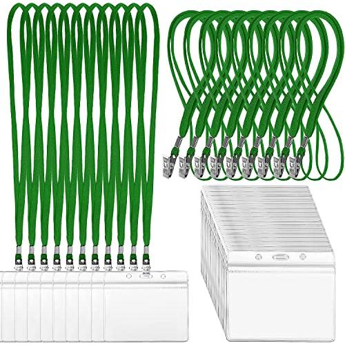 LEADINTOP ネームホルダー 50枚 名札ケース ネックストラップ 吊り下げ名札 イベント用 ...