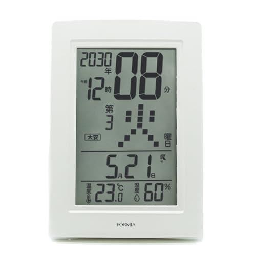 Formia(フォルミア) 電波時計 目覚まし時計 置き掛け兼用 見やすい 温度 湿度 日めくり カ...