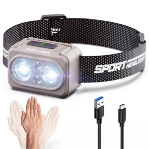 Tebool ヘッドライト Type-C充電式 大容量1200mAh 高輝度 LED 600ルーメン 手振りセンサー機能付き 6種点灯モード 赤｜kirelab-net