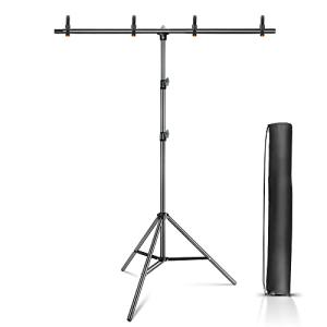 Hemmotop 背景スタンド T字型 90x200cm 強力クリップ付き 撮影スタンド グリーンバックスタンド スチール合金製 三脚ケース付｜kirelab-net