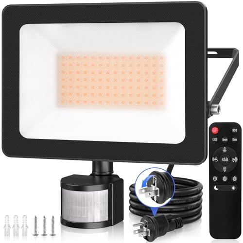 CLY 人感 センサーライト 屋外 防犯 LED投光器 80W 電球色 10000LM 2700K ...