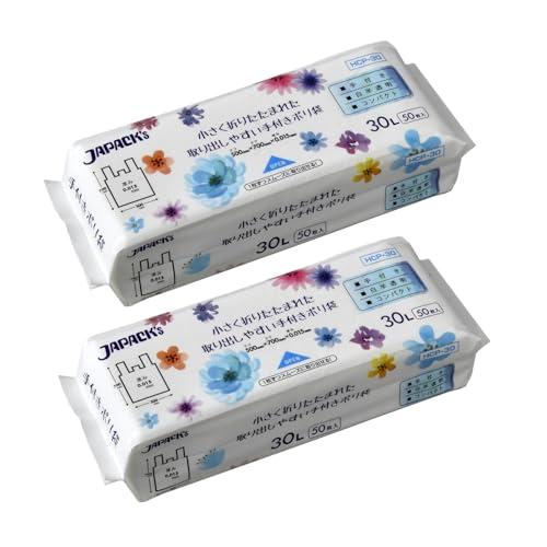ジャパックス ゴミ袋 白半透明 縦70cm×横50cm×厚み0.015mm 30L 取っ手付き コン...