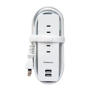 カシムラ ケーブルを本体に巻きつけられる電源タップ! USB-A×2付き 国内/海外で使用できる100?240V入力対応 NAC-045｜ルミナスエイト ヤフー店