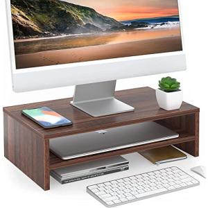 Fitueyes モニター台 パソコン台 モニタースタンド 机上台42.5cm横幅 木製天板 二段式PC台卓上 パソコンスタンド デスクトップ用｜kirelab-net