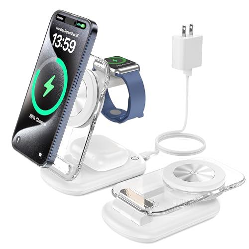 ワイヤレス充電器 3in1 マグセーフ充電器 折り畳み式 Mag Safe充電器 角度調整 雰囲気ラ...