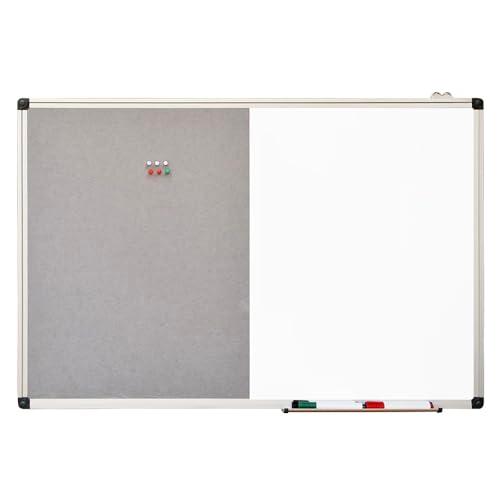XIWODE 90x60cm マグネット式ホワイトボード &amp; グレーのコルクボードです 一体型 アル...