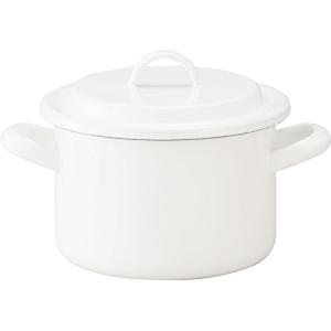 にちにち道具 野田琺瑯 両手鍋 キャセロール 蓋付 IH対応 日本製 ホワイト 14cm YN-W14｜kirelab-net