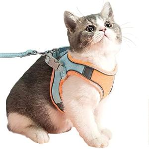 Tengcong 猫 猫用 ハーネス 胴輪 猫具 ねこ ネコ 子猫 子犬 小型犬 散歩 猫胴輪 猫リード 安全 首輪 抜けない ネコベスト ソフ｜kirelab-net