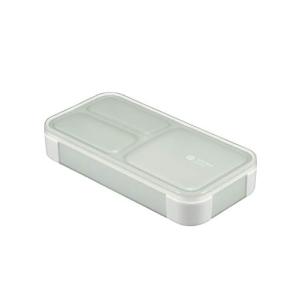 フードマン 弁当箱 立てて運べる 薄型弁当箱 400ml [ 抗菌 ] ライトグレー 汁漏れしにくい Wシーリング 4点ロックでしっかり固定 シ｜kirelab-net
