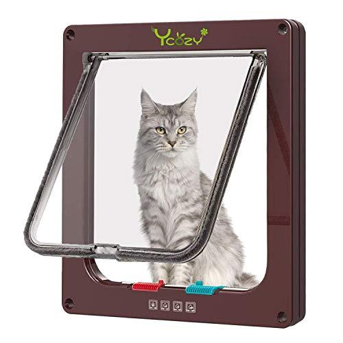 Ycozy ペットドア 猫 超薄型 外寸28×25cm お勧め最大戸の厚さ2.0cm 猫 出入り口 ...