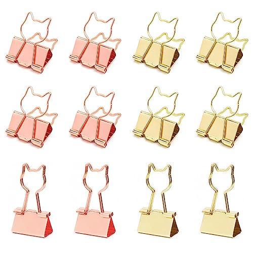 猫型 ダブルクリップ 小 19mm 12個入り ネコデザイン クリップ ペーパークリップ 金属製 書...