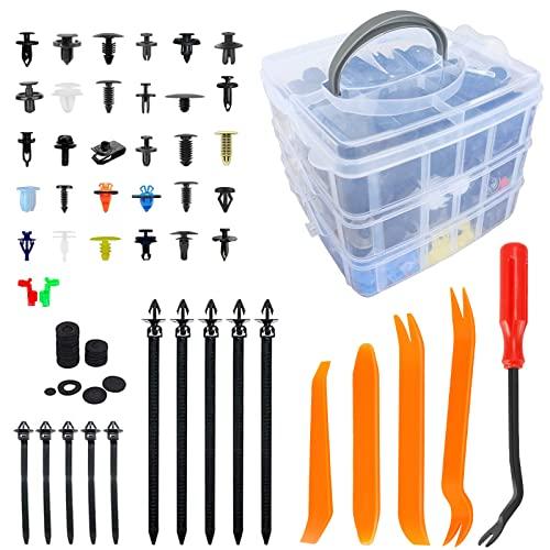 Camtern プラスチック製リベット 970個31種類ユニバーサル 自動車 フェンダー バンパーク...