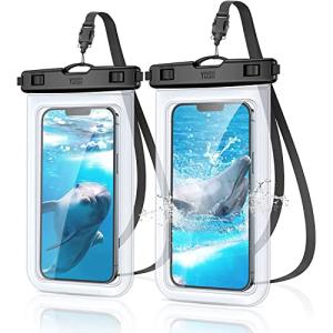 YOSH 2枚セット 防水スマホケース IPX8認定 独自のロック装置 タッチ操作 海 水中撮影 プール 風呂 顔認証 首かけ スマホ保護 ぼう