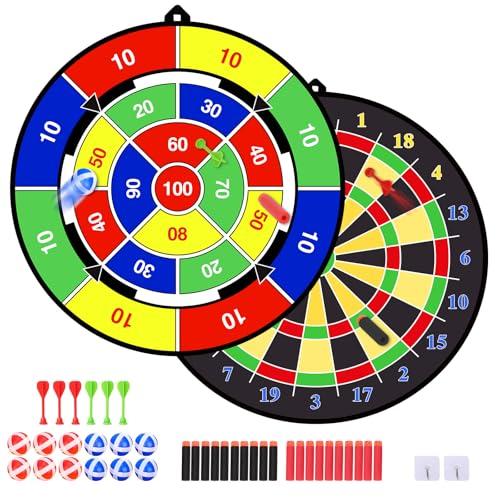 Yangtomo ダーツボード おもちゃ ダーツ 的当て ゲーム セット 大判73cm 3in1遊び...