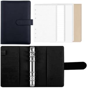 Sitengle A6 バインダー 6穴 予算バインダー PUレザー リフィル80枚付き マグネットバックル ノートブックバインダー 詰め替え｜kirelab-net