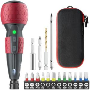 Yacooda 電動ドライバー 小型 強力 16点ビット付き 収納ケース付き 電動4N.m 手動10N.m USB-C充電式 高輝度LEDライト｜kirelab-net