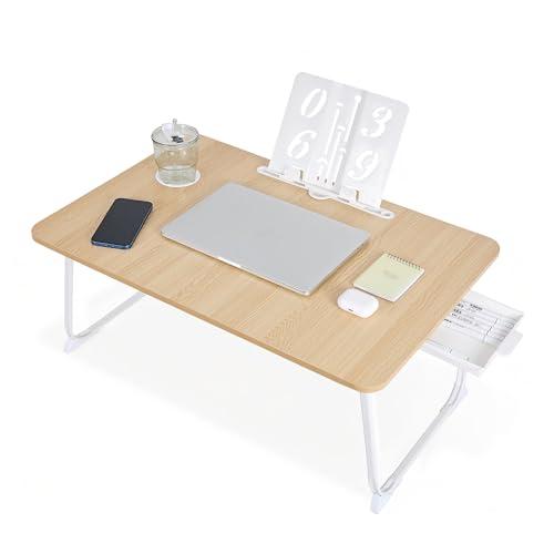 VECELO ローテーブル 折りたたみテーブル 幅70×奥行48×高さ30cm メープル ベッドテー...
