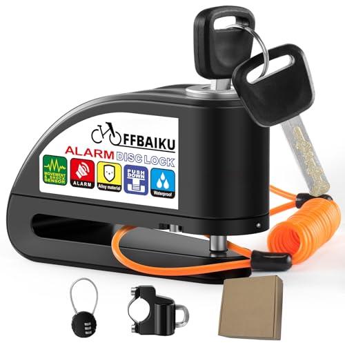 OFFBAIKU バイクロック 3種ロックセットアラーム開閉 2024最新型ディスクロック バイクデ...