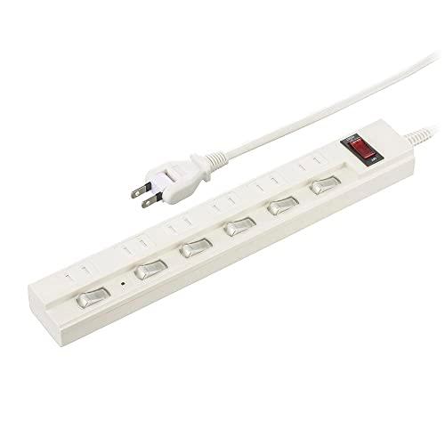 オーム電機 電源タップ コンセントタップ 節電タップ 雷ガード/ブレーカー付 6個口 5m 個別/一...