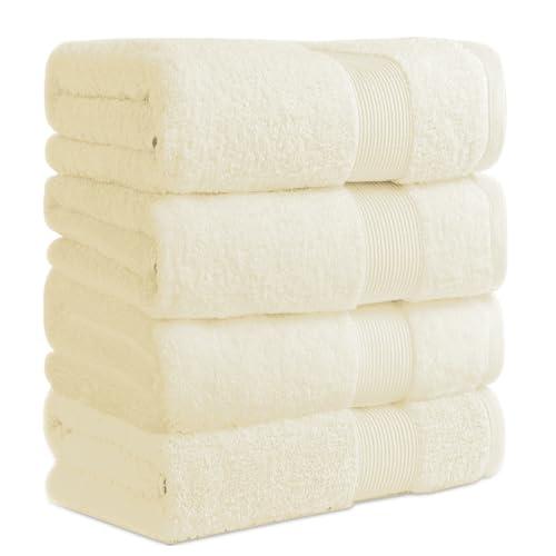 AULIFLOWER バスタオル 純綿 ホテル仕様 60*120cm 4枚セット コットン 大判 薄...