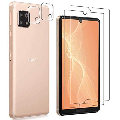 2+2 セットAQUOS Sense4 / Sense4 Lite ガラスフィルム（2枚入り）+カメ...