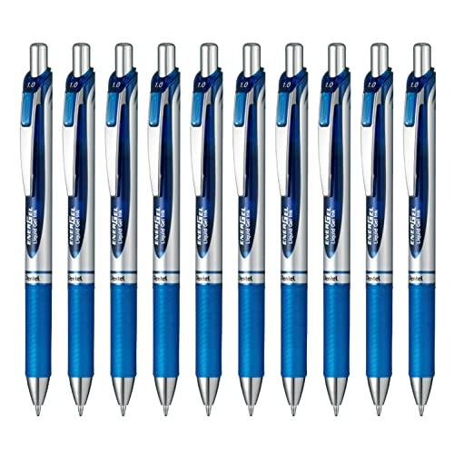ぺんてる ボールペン ゲルインキ エナージェル ノック式 1.0mm シルバー軸 BL80-C 青 ...