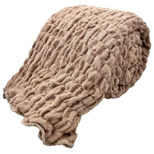 やわらか くしゅくしゅ タオルケット シングル (ブラウン) 140×190cm レーヨンとしわ加工...