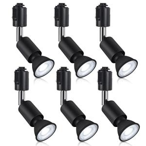 xydled ダクトレール用 スポットライト LED電球付き E11 配線ダクトレール用器具セット 天井照明 6個セット (昼光色 ブラック)｜kirelab-net