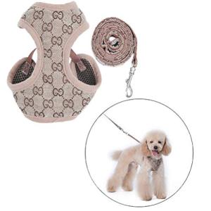 犬ハーネスメッシュ小中型犬ナイロンペ ット胴輪（Size : M) 通気可調節猫用首輪かわいい 子犬用調整なソフトメッシュベストハーネスリード｜kirelab-net