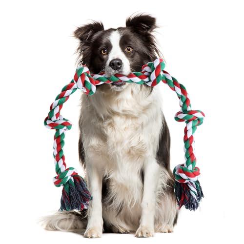 Oziral 犬おもちゃ ロープ 噛むおもちゃ 天然コットン 犬の玩具 6ノット 清潔 歯磨き 壊れ...