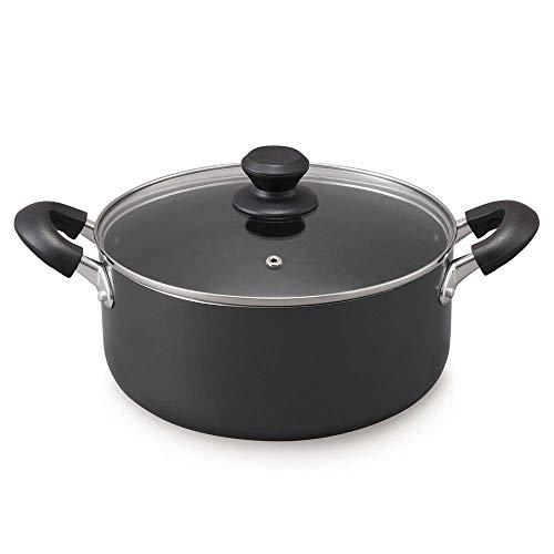 アイリスオーヤマ 両手鍋 24cm 鍋 蓋つき ガス火/IH対応 ガラス蓋付き ダイヤモンドコート ...