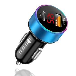 JSFOYU シガーソケット usb QC3.0/PD30W LEDデジタルディスプレー搭載 シガーソケット 2連 シガーソケット 電圧計 車｜kirelab-net