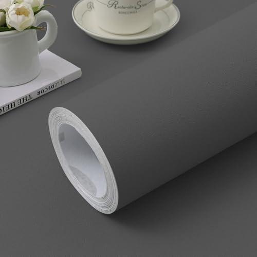 Cosnight 壁紙シール 深灰 無地 40cmX3m はがせる壁紙 リメイクシート ダークグレー...