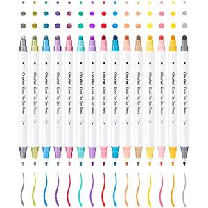 Ohuhu ドットペン 15色セット 0.5mm 押し ドットマーカー メタリックと基本色 ドット カラーペン 水性ペン お絵かきセット DIY｜kirelab-net