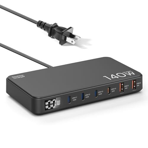 140W USB充電器 Type-c 6ポート 急速充電器単ポート100W USB-C*3＋20W ...