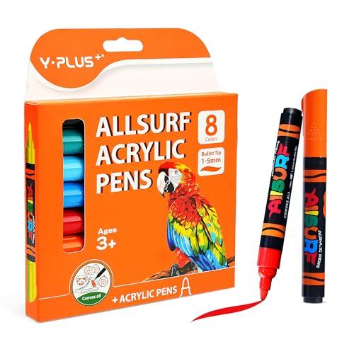 YPLUS 3倍大容量アクリルマーカー 水性ペン速乾防水で浸透しない 8色 大容量アクリルマーカーペ...