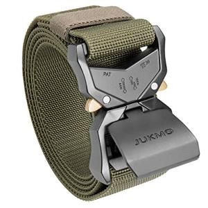 [JUKMO] 作業用ベルト メンズ タクティカルベルト ミリタリーベルト クイックリリースバックル付き (グリーン M-腰の長さ 75cm-1｜kirelab-net