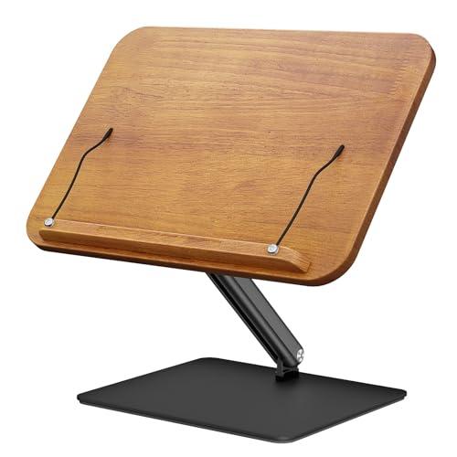 KUUVAN 書見台 ブックスタンド 木目調 天然木パネル 卓上 アルミ製 安定性抜群 角度/高さ無...