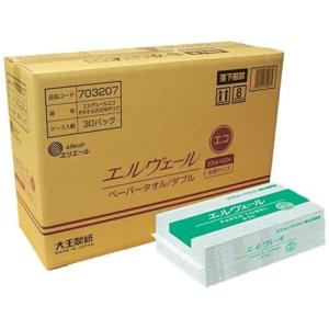 エリエール ケース販売エルヴェール ペーパータオル エコダブル 中判 200組(400枚)×30袋 白｜kirelab-net