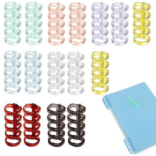 Virtarlux ルーズリーフ リング 16個セット 8色入 バインダーリング 取り外し ファイル...