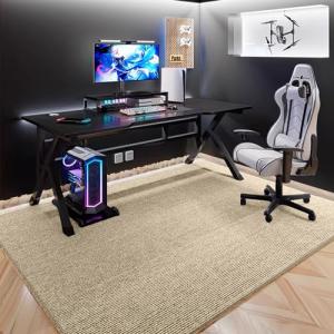 AYO ゲーミングチェアマット アイボリー 特大サイズ130×160cm 厚さ4 mm チェアマット カーペットタイプ 滑り止め加工 床傷防止マ｜kirelab-net