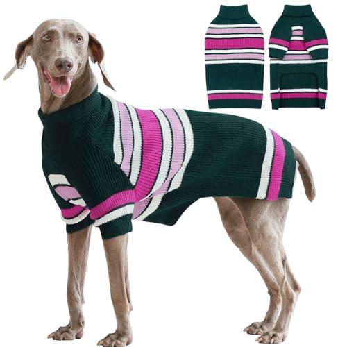 IECOii 犬 服 冬 ストライプ 犬用セーター 伸縮性 犬服 秋冬 ハイカラー 柔らかい 犬 服...