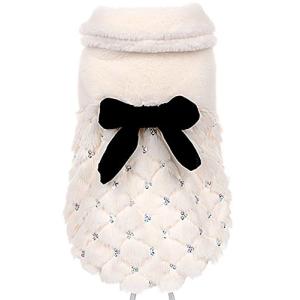(マルペット)MaruPet ふわふわ お姫様 ダウンベスト風ジャケットリボン付き 犬洋服 パーカー コート 可愛い冬服 保温 ワンちゃん 防寒｜kirelab-net