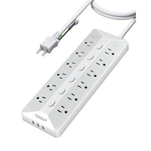 電源タップ スイッチ付き 延長コード 3m usb コンセント TESSAN 12個AC口 3個USBポート テーブルタップ 壁掛け マルチタッ｜kirelab-net
