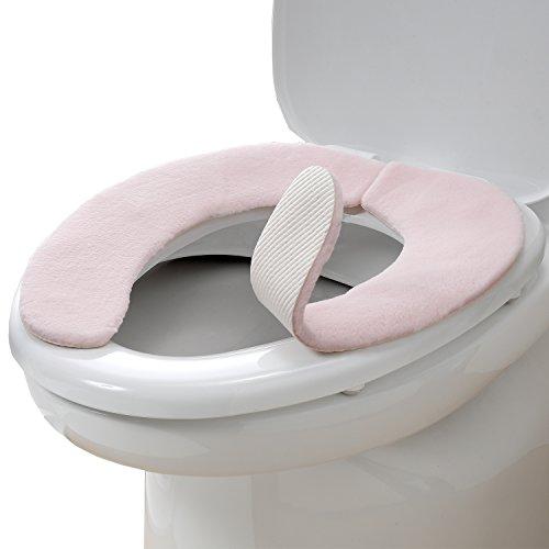 日本製 消臭 洗えるサンコー ずれない ふんわりタイプ トイレ 便座カバー 9mm ピンク おくだけ...
