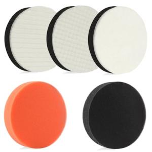 IROKCAKPT 車磨き用 バフ 125mm ポリッシャー バフ荒中細極細目 5個セット 電動ポリッシャー スポンジシング マジックテープ式｜kirelab-net
